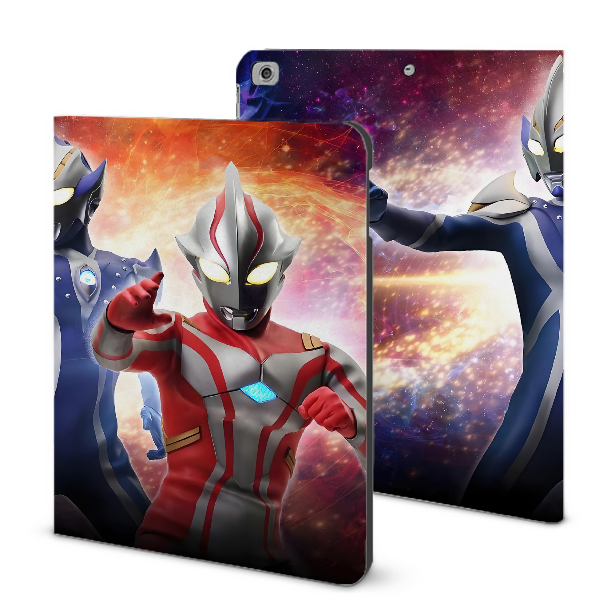 （画像用） ウルトラマン Ultraman IPad ケース ブック型 PUレザー TPU 耐衝撃 軽量 薄型 ペン収納なし 全面保護 IPad 各モデル対応